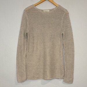 Lord & Taylor linen/cotton 58/42 woven knit sweater light beige M